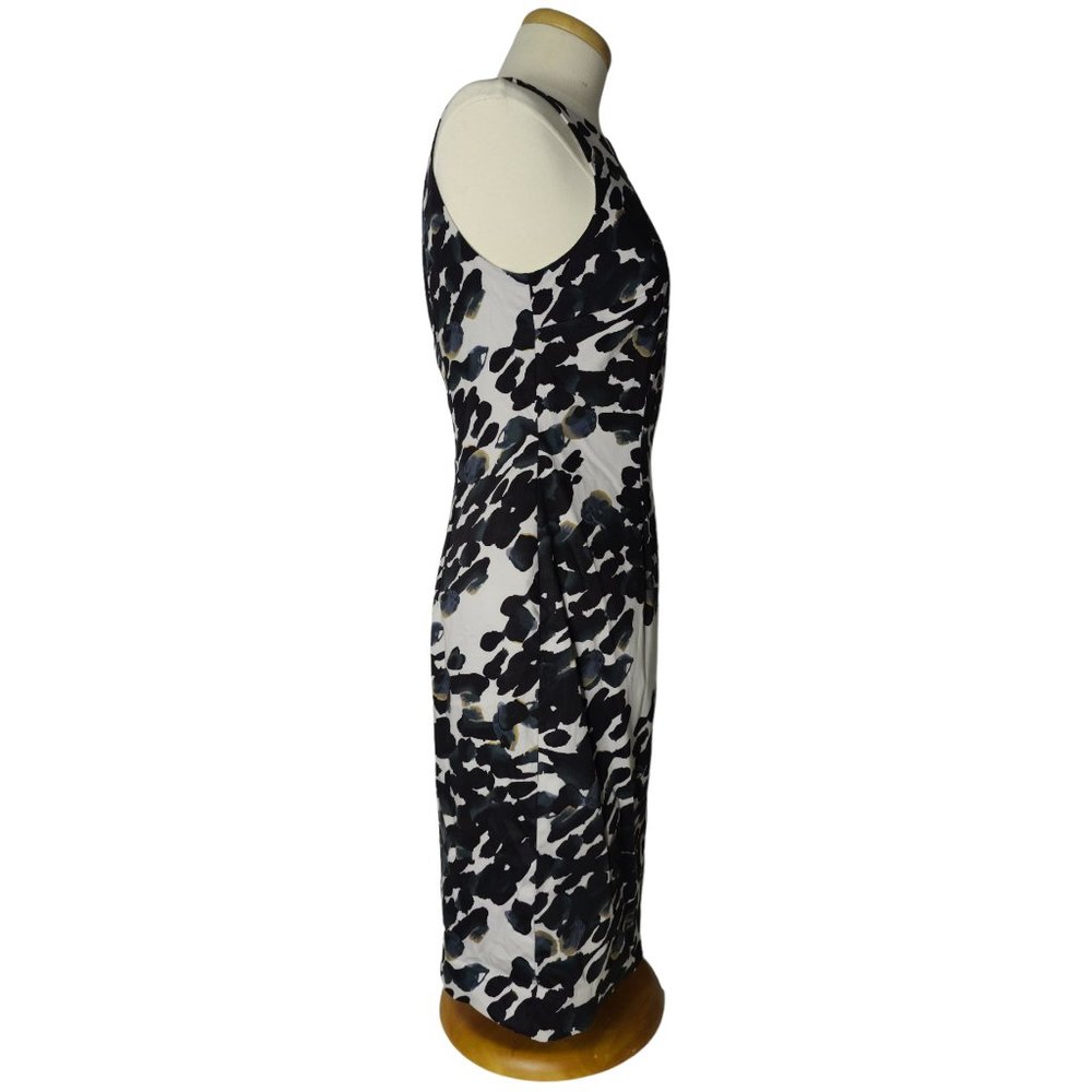 SOLD Ann Taylor Sheath Dress 4 S Watercolor Black White Blue Work Straight - Picture 4 of 8